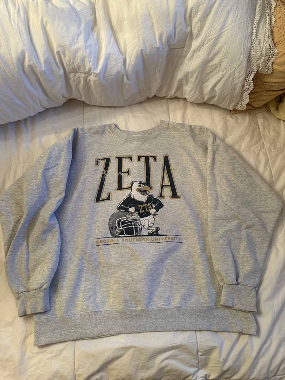 Zeta Tau Alpha ZTA Georgia Southern University Gray Crewneck Sweatshirt - XL